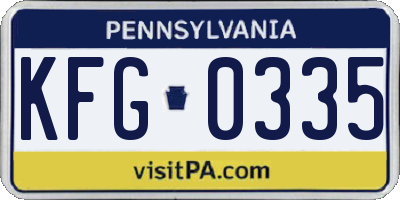 PA license plate KFG0335