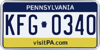 PA license plate KFG0340
