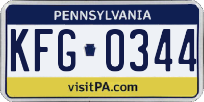 PA license plate KFG0344