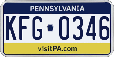 PA license plate KFG0346