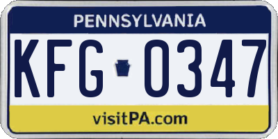 PA license plate KFG0347