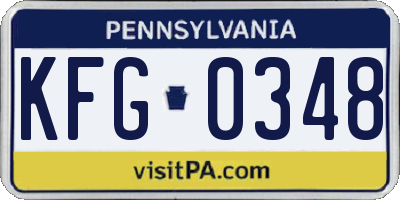 PA license plate KFG0348