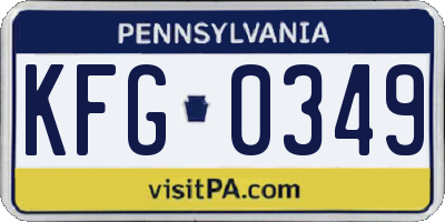 PA license plate KFG0349