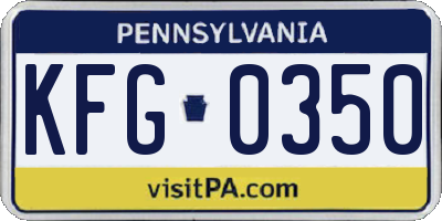 PA license plate KFG0350