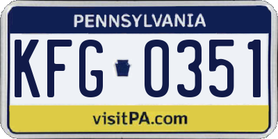 PA license plate KFG0351