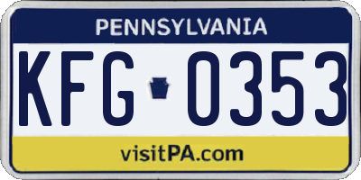 PA license plate KFG0353