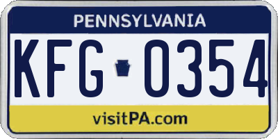 PA license plate KFG0354
