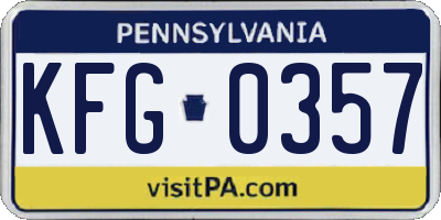 PA license plate KFG0357