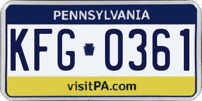 PA license plate KFG0361