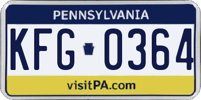 PA license plate KFG0364