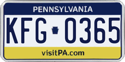 PA license plate KFG0365