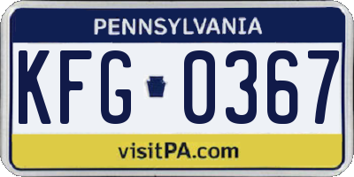 PA license plate KFG0367