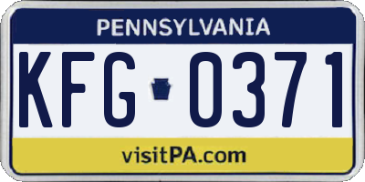 PA license plate KFG0371