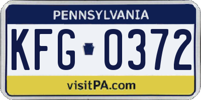 PA license plate KFG0372