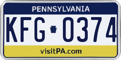 PA license plate KFG0374