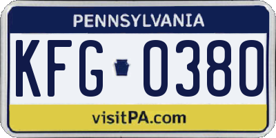 PA license plate KFG0380