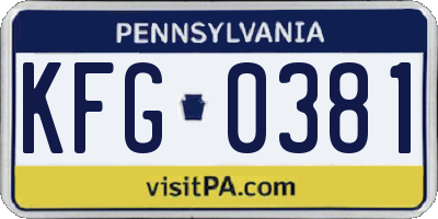 PA license plate KFG0381