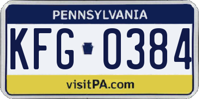 PA license plate KFG0384