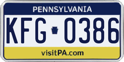 PA license plate KFG0386