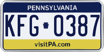 PA license plate KFG0387