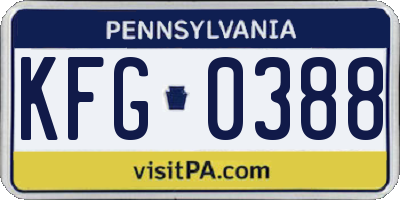 PA license plate KFG0388