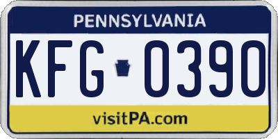 PA license plate KFG0390