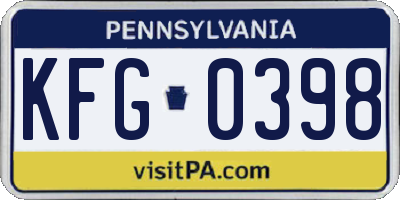 PA license plate KFG0398
