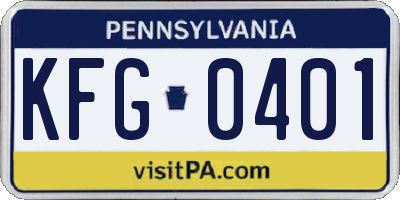 PA license plate KFG0401