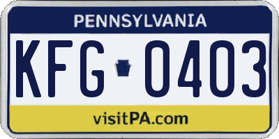 PA license plate KFG0403
