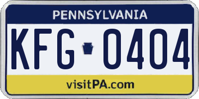 PA license plate KFG0404