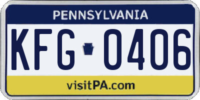 PA license plate KFG0406
