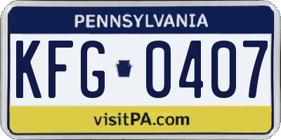 PA license plate KFG0407