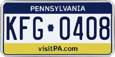 PA license plate KFG0408