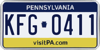 PA license plate KFG0411