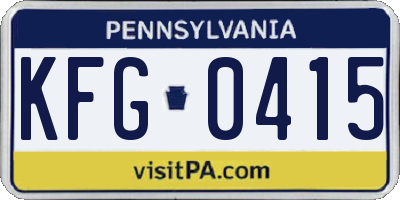 PA license plate KFG0415
