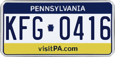 PA license plate KFG0416