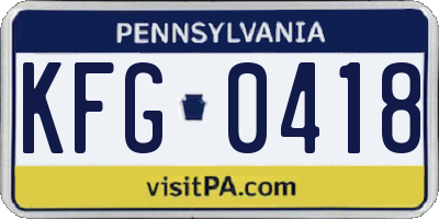 PA license plate KFG0418