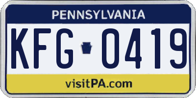 PA license plate KFG0419