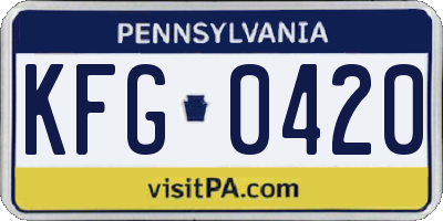 PA license plate KFG0420