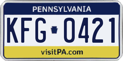 PA license plate KFG0421