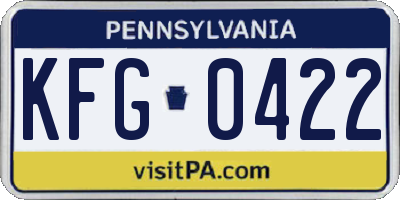 PA license plate KFG0422