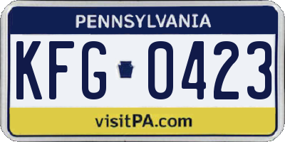PA license plate KFG0423