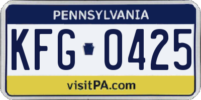PA license plate KFG0425
