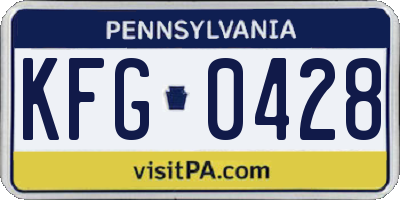 PA license plate KFG0428