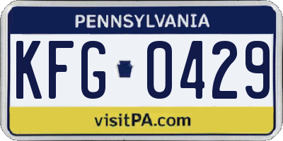 PA license plate KFG0429