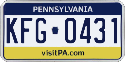 PA license plate KFG0431