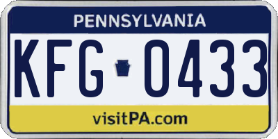 PA license plate KFG0433
