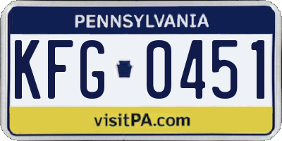PA license plate KFG0451