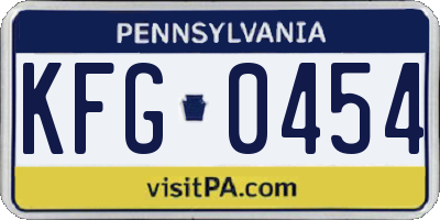 PA license plate KFG0454