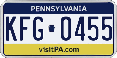 PA license plate KFG0455